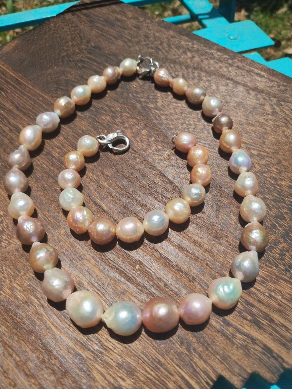 Honora Ming Baroque Pearl Necklace and Bracelet Set Sterling 925 Silver Stunning - Picture 7 of 11